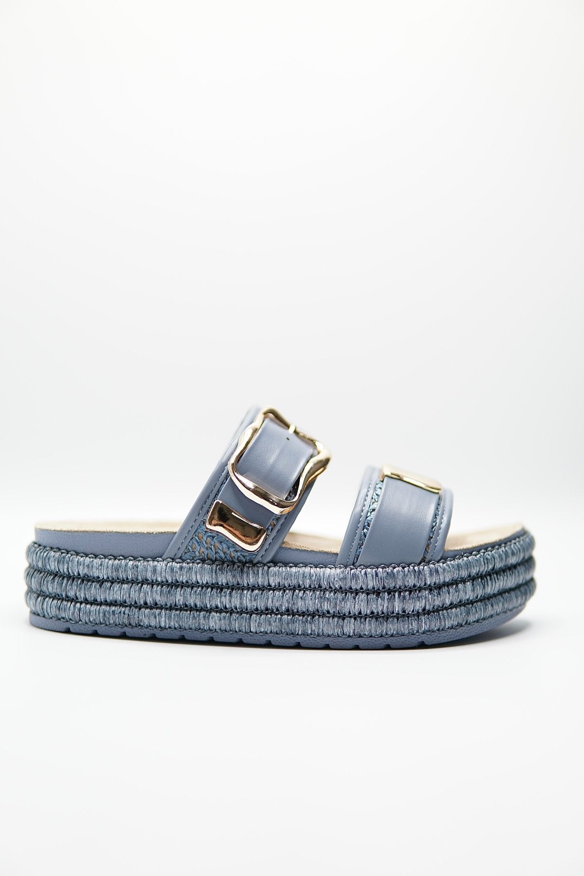 Sandalias Azul Yute Plataforma 14869 Doble Correa Hebillas Casual de mujer Zoé Brand Costa Rica