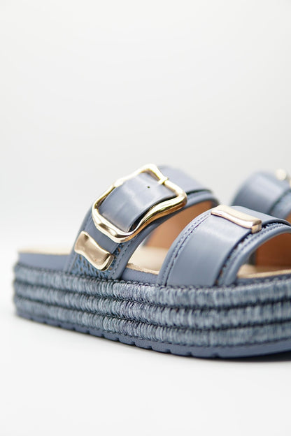 Sandalias Azul Yute Plataforma 14869 Doble Correa Hebillas Casual de mujer Zoé Brand Costa Rica