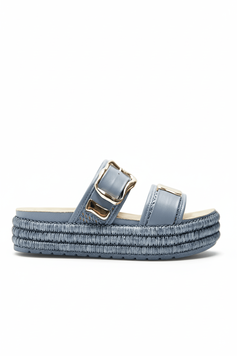 Sandalias Azul Yute Plataforma 14869 Doble Correa Hebillas Casual de mujer Zoé Brand Costa Rica