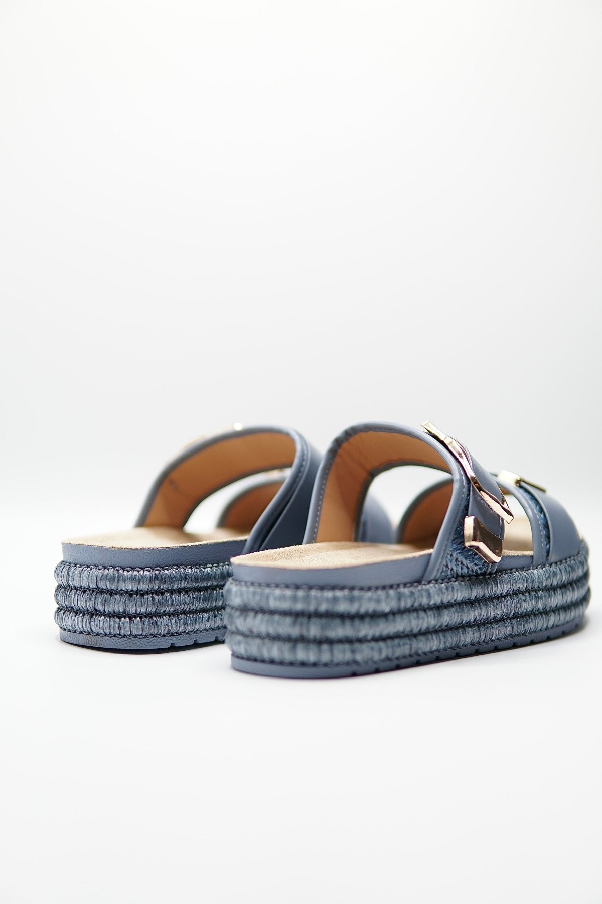 Sandalias Azul Yute Plataforma 14869 Doble Correa Hebillas Casual de mujer Zoé Brand Costa Rica