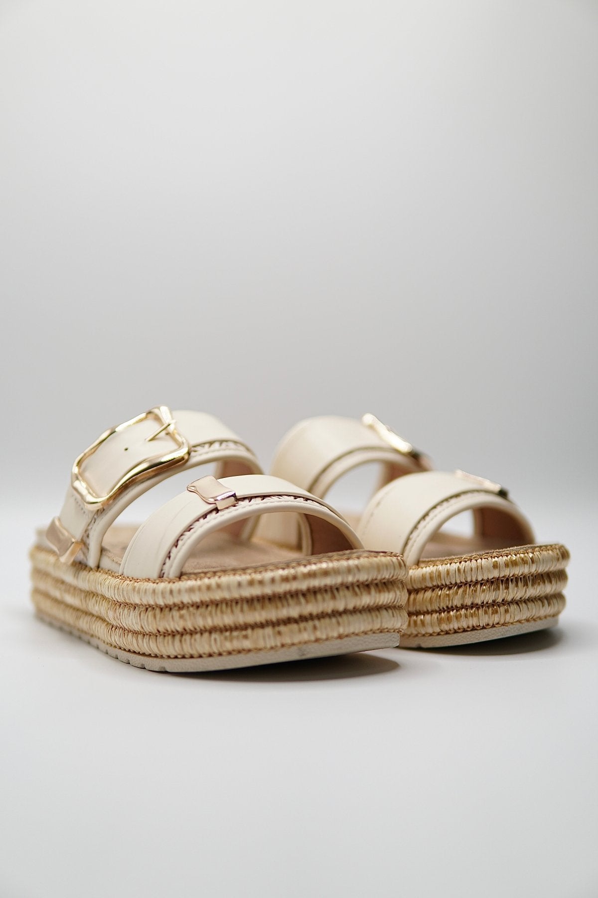 Sandalias Blanco Yute Plataforma 14870 Doble Correa Hebillas Casual de mujer Zoé Brand Costa Rica