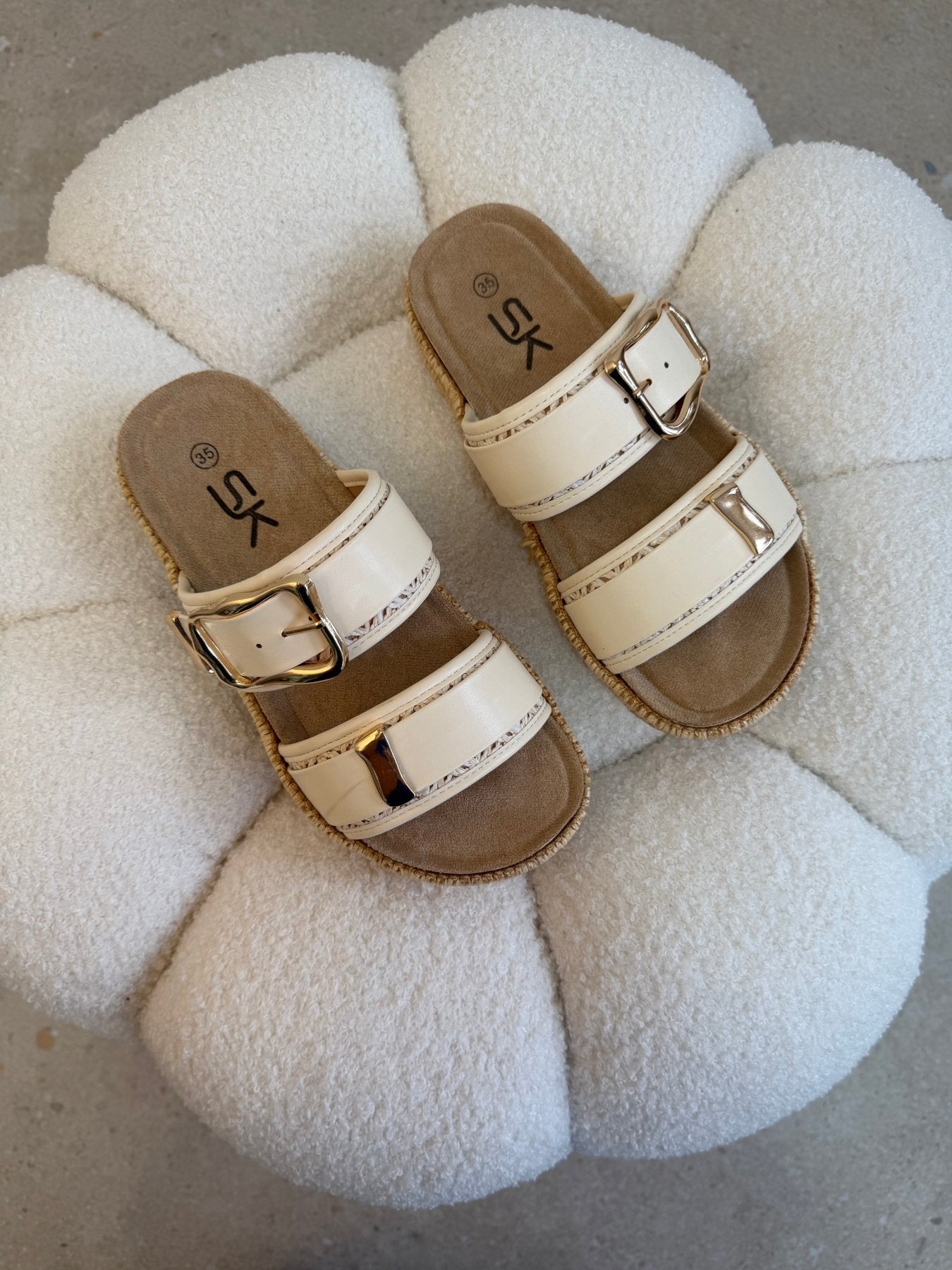 Sandalias Blanco Yute Plataforma 14870 Doble Correa Hebillas Casual de mujer Zoé Brand Costa Rica