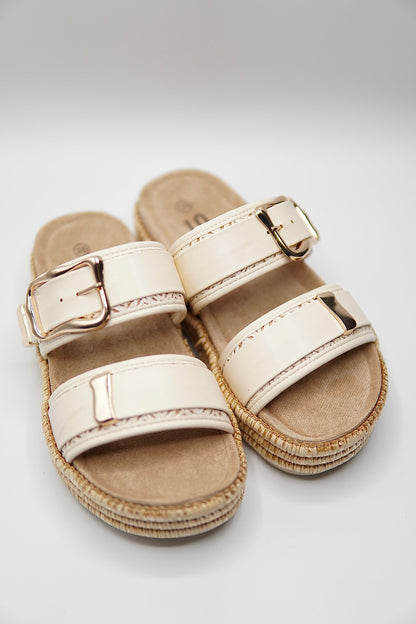 Sandalias Blanco Yute Plataforma 14870 Doble Correa Hebillas Casual de mujer Zoé Brand Costa Rica