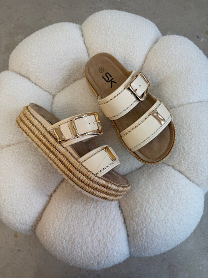 Sandalias Blanco Yute Plataforma 14870 Doble Correa Hebillas Casual de mujer Zoé Brand Costa Rica