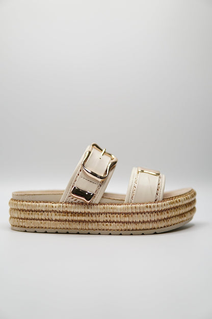 Sandalias Blanco Yute Plataforma 14870 Doble Correa Hebillas Casual de mujer Zoé Brand Costa Rica
