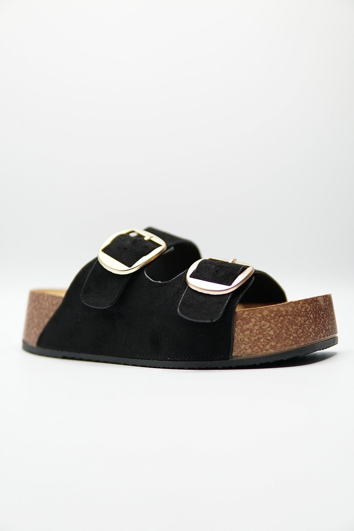 Sandalias Negro Gamuza 14871 Doble Correa Hebillas Casual de mujer Zoé Brand Costa Rica