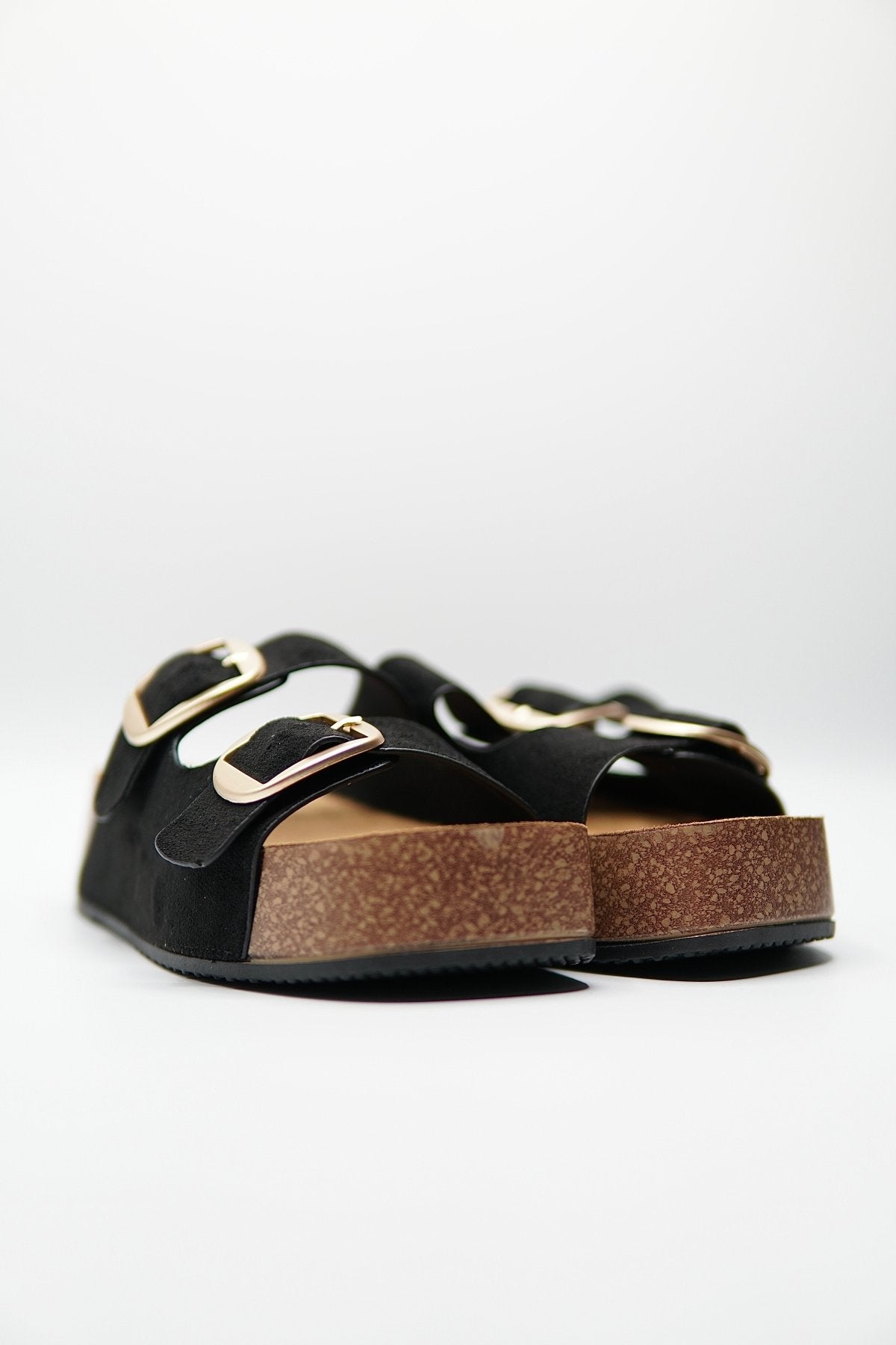 Sandalias Negro Gamuza 14871 Doble Correa Hebillas Casual de mujer Zoé Brand Costa Rica