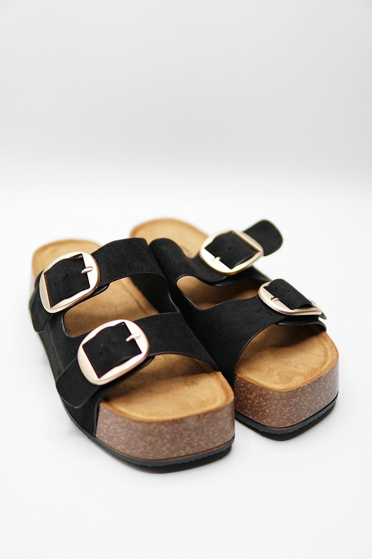 Sandalias Negro Gamuza 14871 Doble Correa Hebillas Casual de mujer Zoé Brand Costa Rica