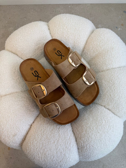 Sandalias Camel Gamuza 14872 Doble Correa Hebillas Casual de mujer Zoé Brand Costa Rica
