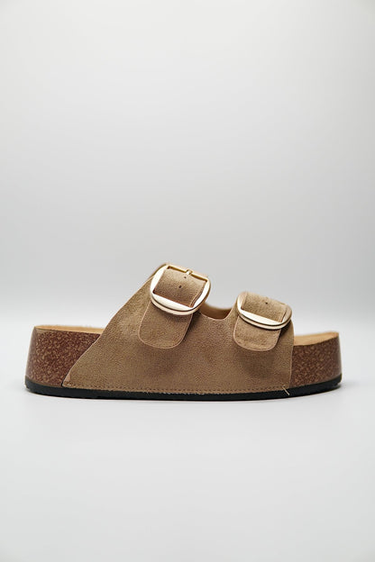 Sandalias Camel Gamuza 14872 Doble Correa Hebillas Casual de mujer Zoé Brand Costa Rica