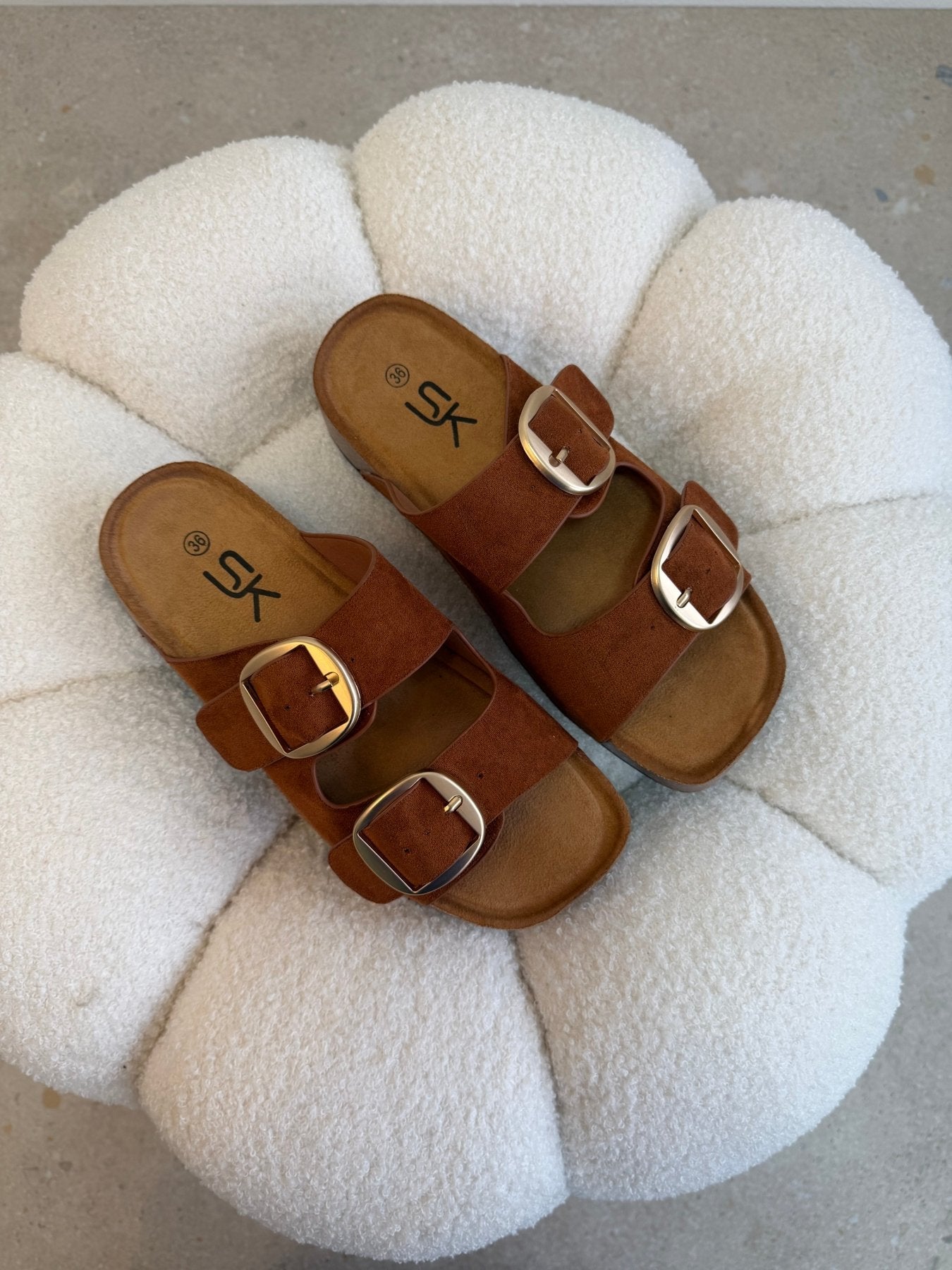 Sandalias Tan Gamuza Plataforma 14874 Doble Correa Hebillas Casual de mujer Zoé Brand Costa Rica