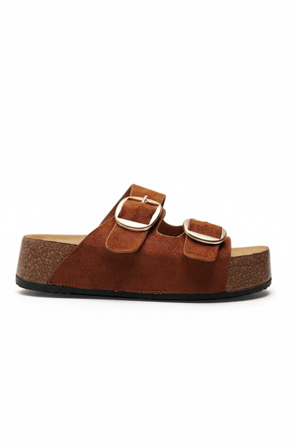 Sandalias Tan Gamuza Plataforma 14874 Doble Correa Hebillas Casual de mujer Zoé Brand Costa Rica