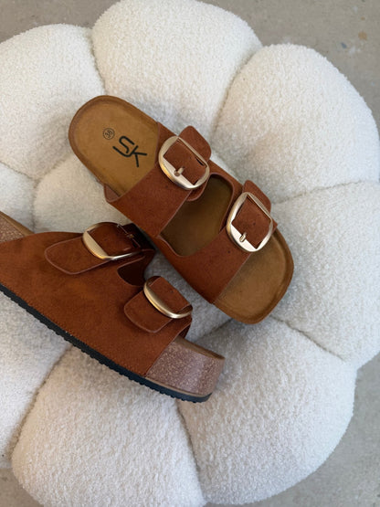 Sandalias Tan Gamuza Plataforma 14874 Doble Correa Hebillas Casual de mujer Zoé Brand Costa Rica