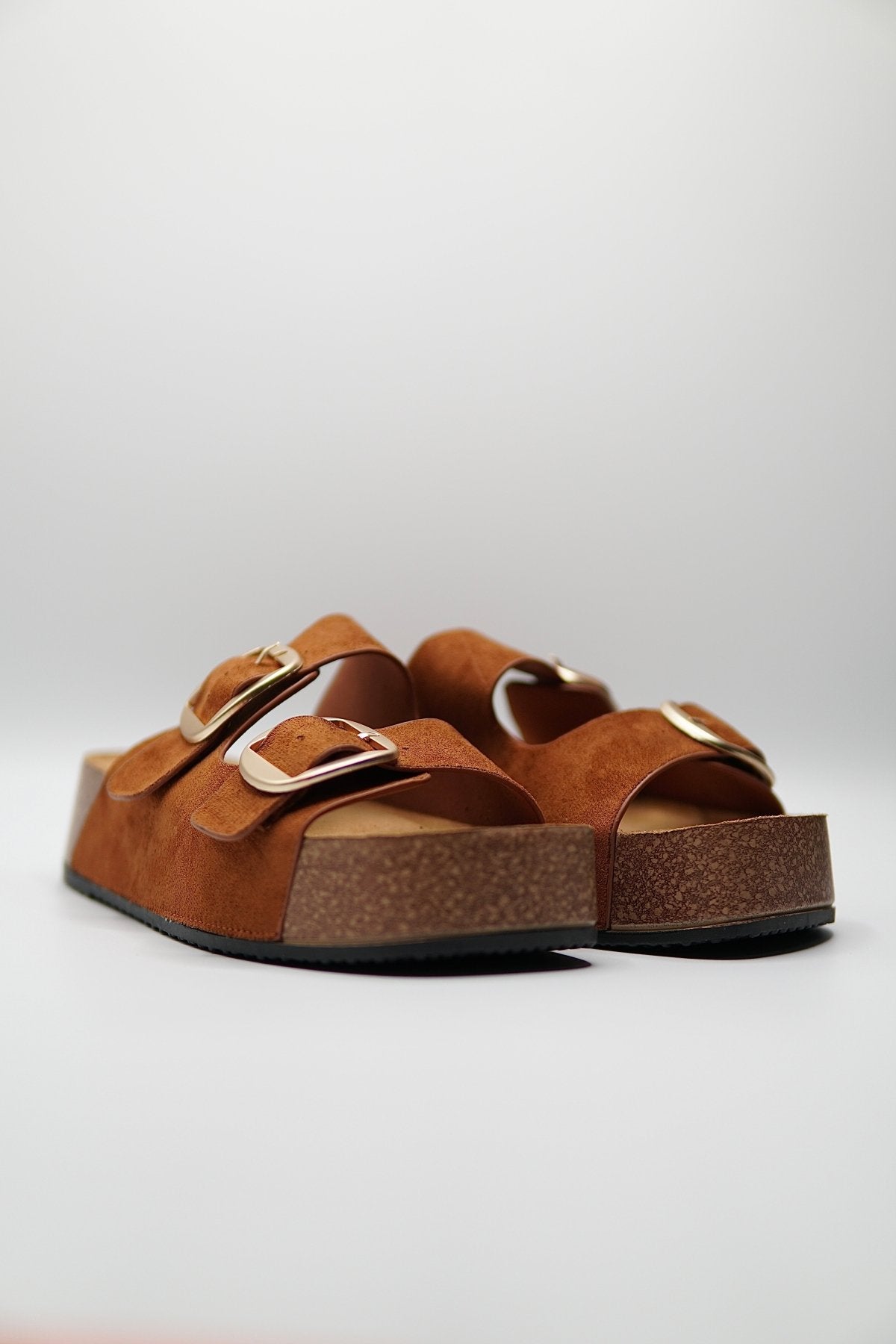Sandalias Tan Gamuza Plataforma 14874 Doble Correa Hebillas Casual de mujer Zoé Brand Costa Rica