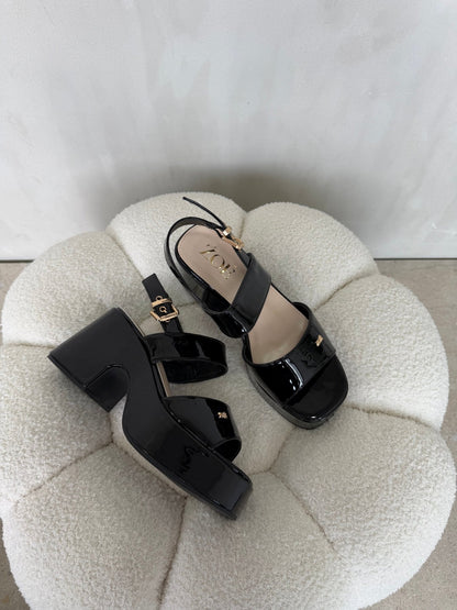 Sandalias Negro Charol Plataforma 14914 Ejecutivo de mujer Zoé Brand Costa Rica