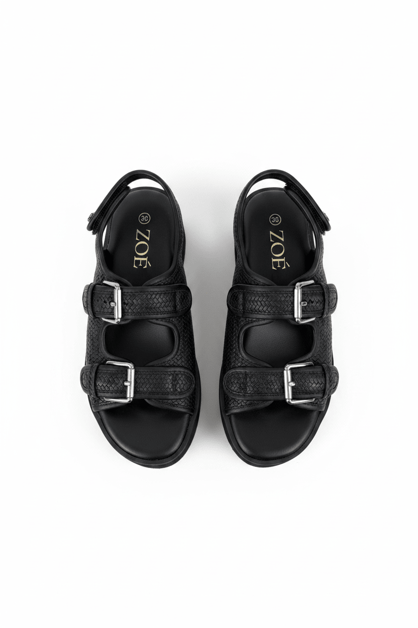 Sandalias Negro Plataforma 14934 Doble Correa Hebillas Casual de mujer Zoé Brand Costa Rica