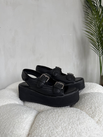 Sandalias Negro Plataforma 14934 Doble Correa Hebillas Casual de mujer Zoé Brand Costa Rica