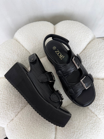 Sandalias Negro Plataforma 14934 Doble Correa Hebillas Casual de mujer Zoé Brand Costa Rica