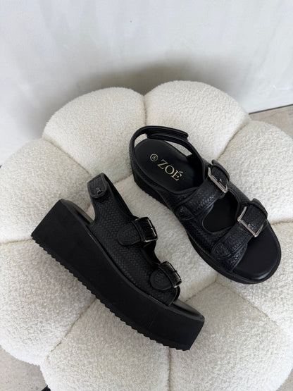 Sandalias Negro Plataforma 14934 Doble Correa Hebillas Casual de mujer Zoé Brand Costa Rica