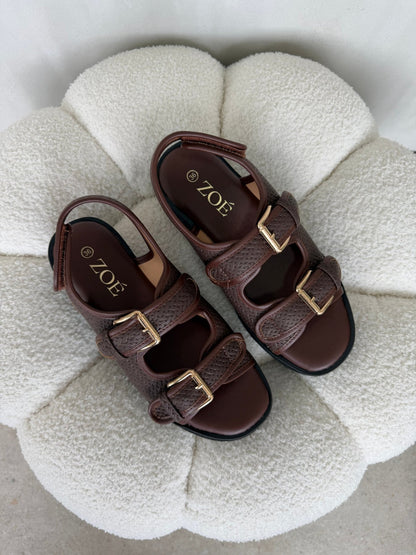 Sandalias Café Plataforma 14935 Doble Correa Hebillas Casual de mujer Zoé Brand Costa Rica