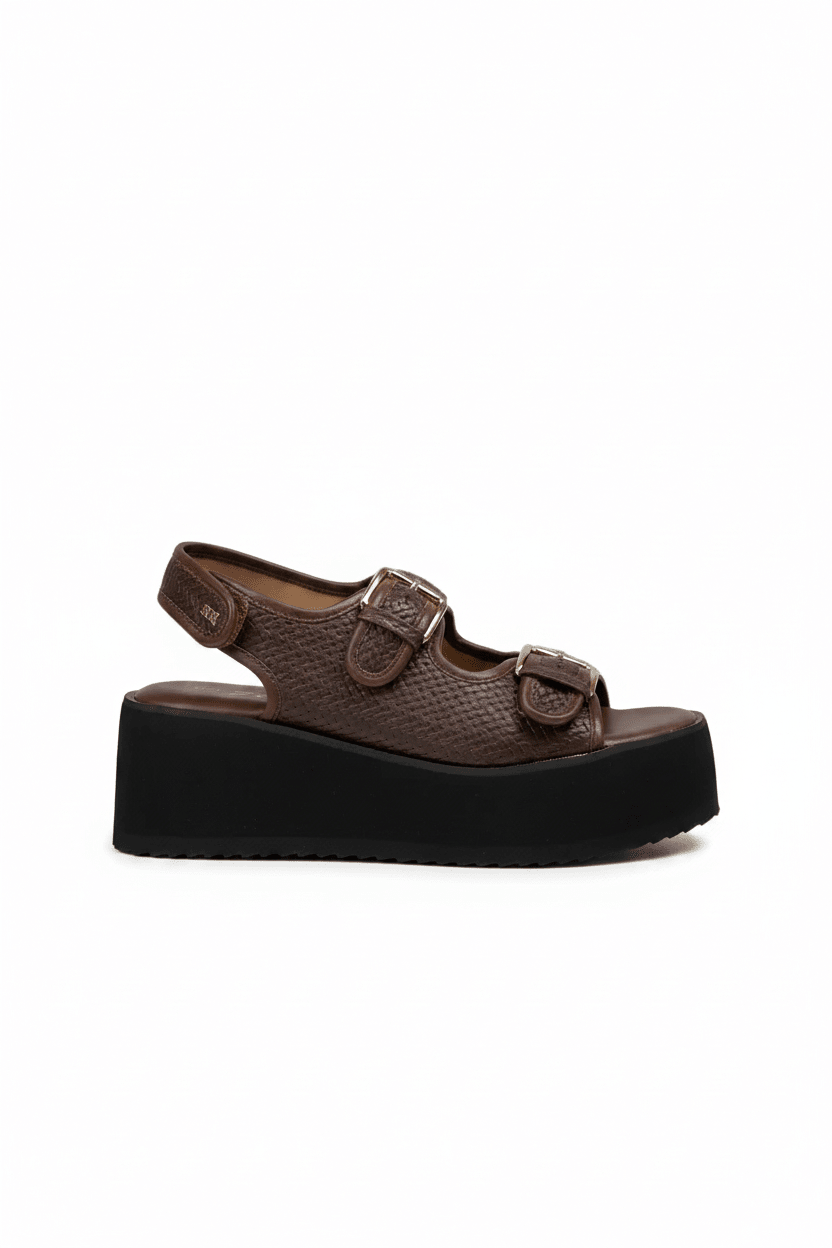 Sandalias Café Plataforma 14935 Doble Correa Hebillas Casual de mujer Zoé Brand Costa Rica