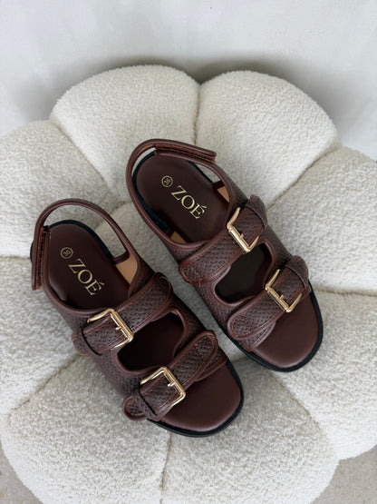 Sandalias Café Plataforma 14935 Doble Correa Hebillas Casual de mujer Zoé Brand Costa Rica