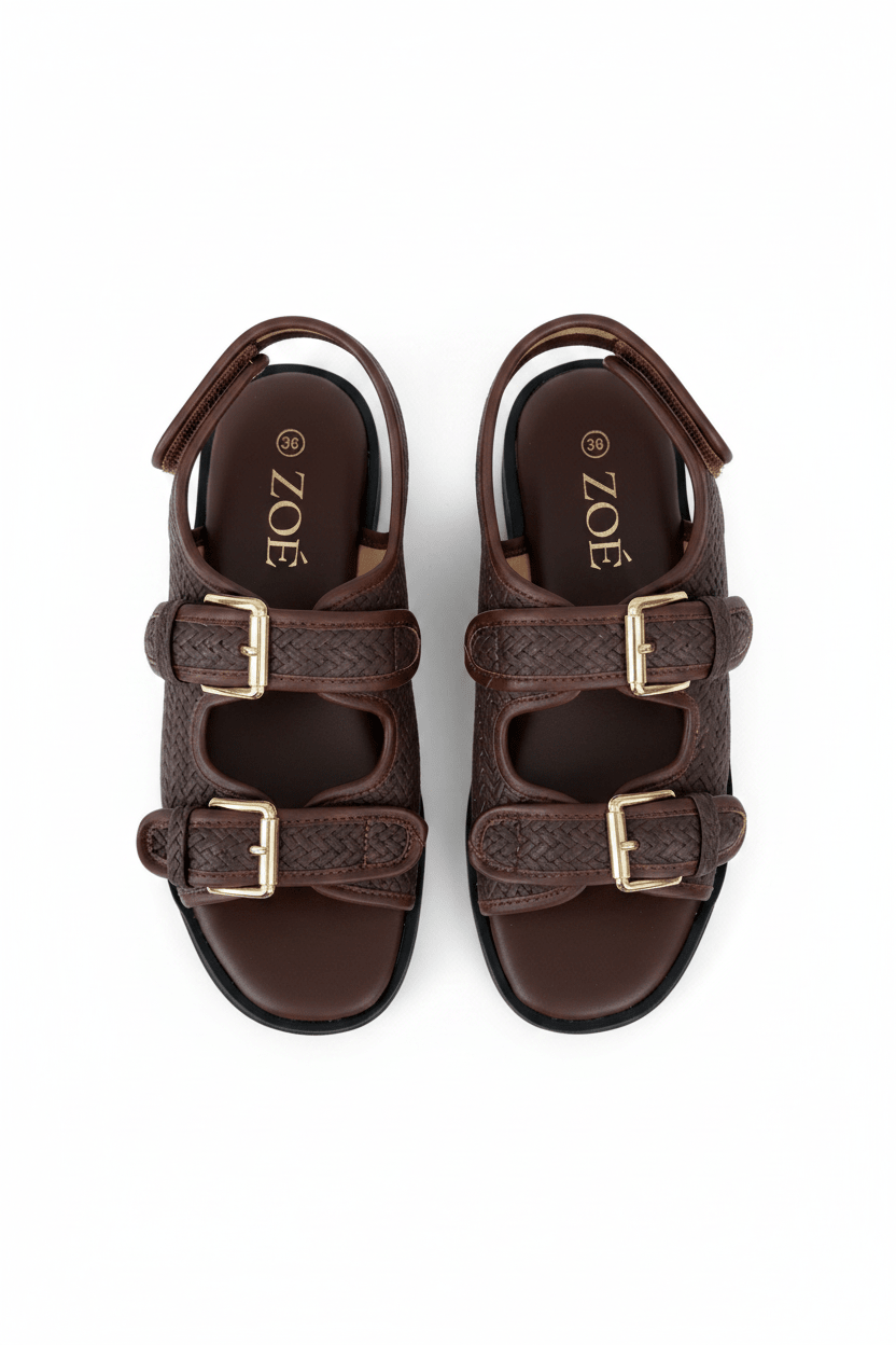 Sandalias Café Plataforma 14935 Doble Correa Hebillas Casual de mujer Zoé Brand Costa Rica