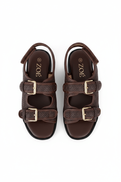 Sandalias Café Plataforma 14935 Doble Correa Hebillas Casual de mujer Zoé Brand Costa Rica