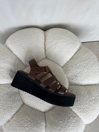 Sandalias Café Plataforma 14937 Velcro Casual de mujer Zoé Brand Costa Rica