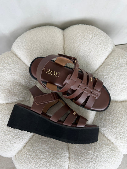 Sandalias Café Plataforma 14937 Velcro Casual de mujer Zoé Brand Costa Rica