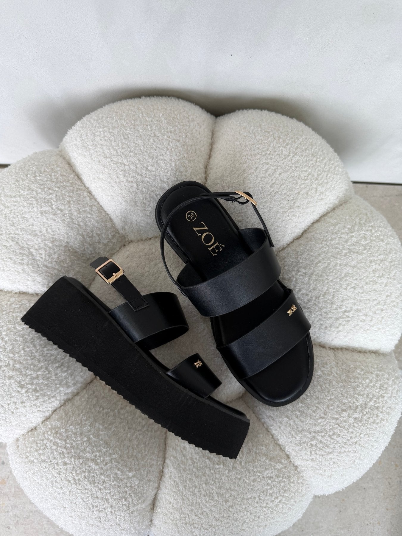 Sandalias Negro Plataforma 14938 Doble Correa Slingback Casual de mujer Zoé Brand Costa Rica