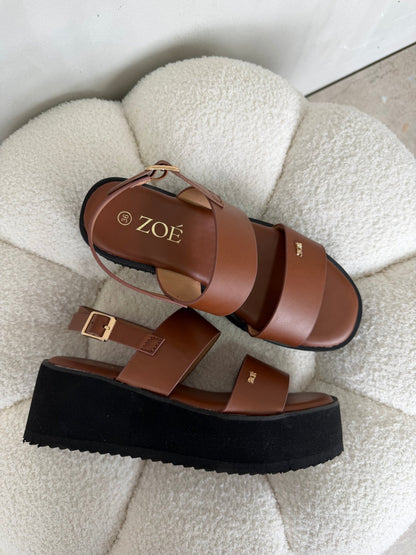 Sandalias Camel Plataforma 14939 Doble Correa Slingback Casual de mujer Zoé Brand Costa Rica