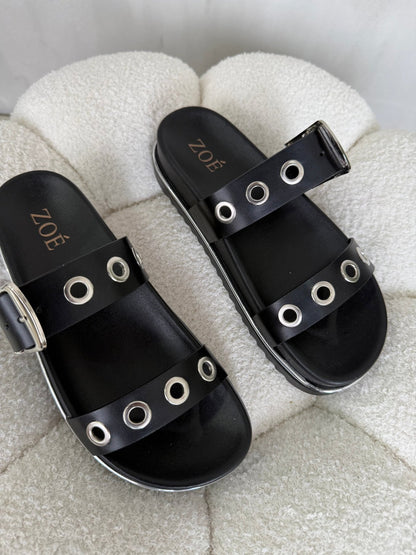 Sandalias Negro Plataforma 14967 Doble Correa Hebilla Casual de mujer Zoé Brand Costa Rica