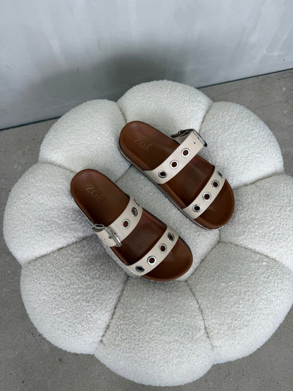 Sandalias Beige Plataforma 14969 Doble Correa Hebilla Casual de mujer Zoé Brand Costa Rica