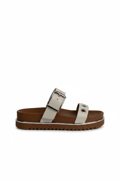 Sandalias Beige Plataforma 14969 Doble Correa Hebilla Casual de mujer Zoé Brand Costa Rica