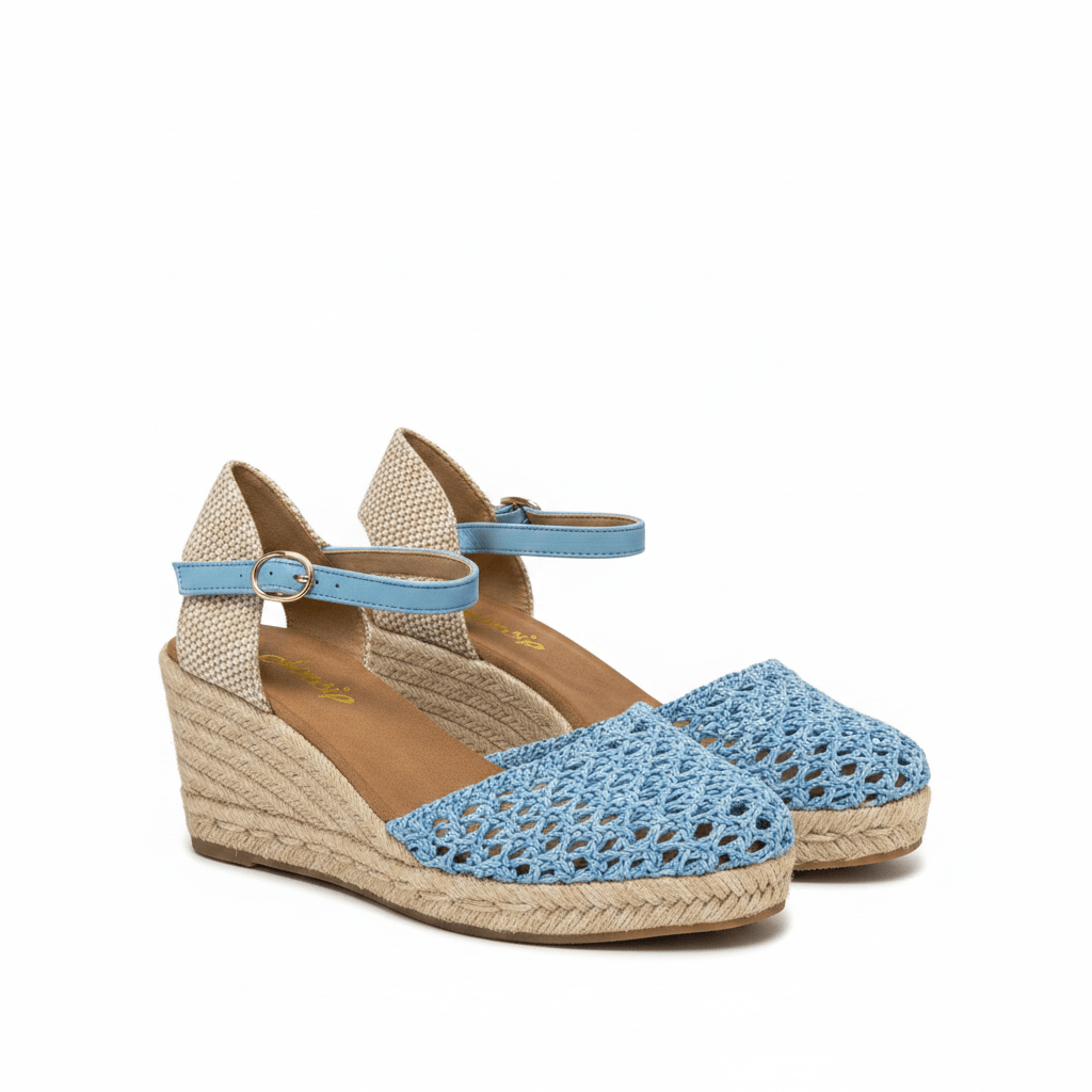 Sandalias Azul Cuña 15130 Hebilla Correa de mujer Costa Rica - ZOÉ BRAND 2026 blue clásico