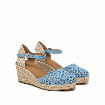 Sandalias Azul Cuña 15130 Hebilla Correa de mujer Costa Rica - ZOÉ BRAND 2026 blue clásico