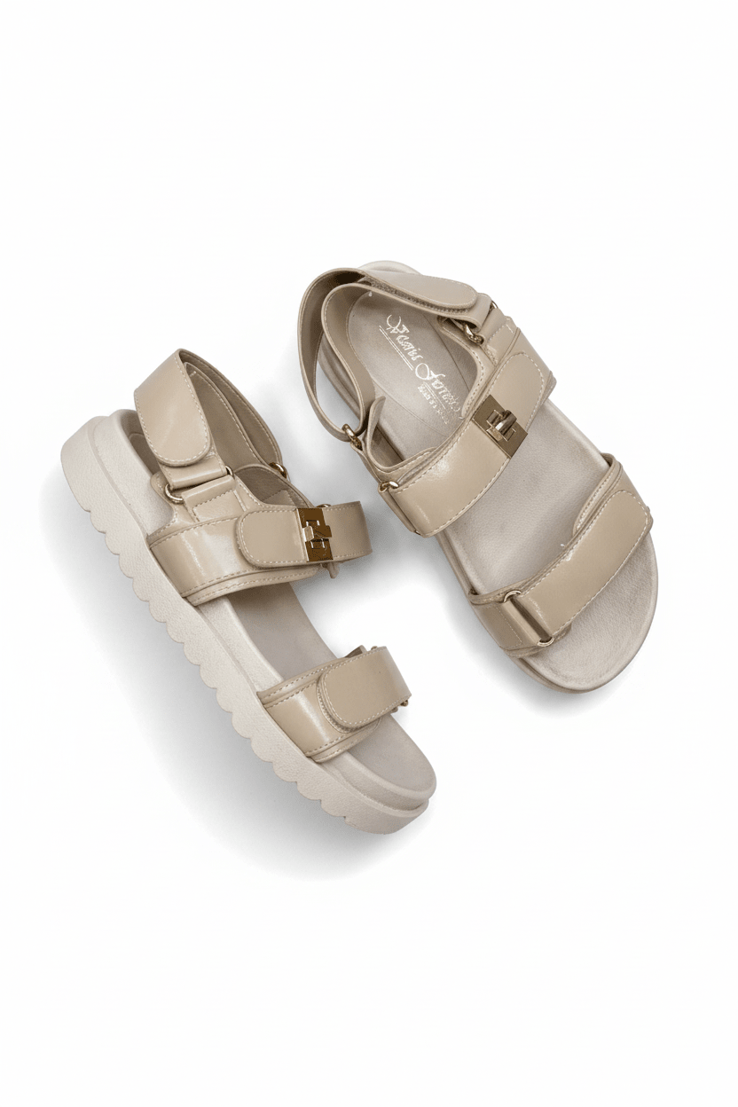 Sandalias Beige 14416 Triple Correa con Hebillas Velcro Casual Zoé Brand Costa Rica - ZOÉ BRAND 2025 disponible-35 disponible-36