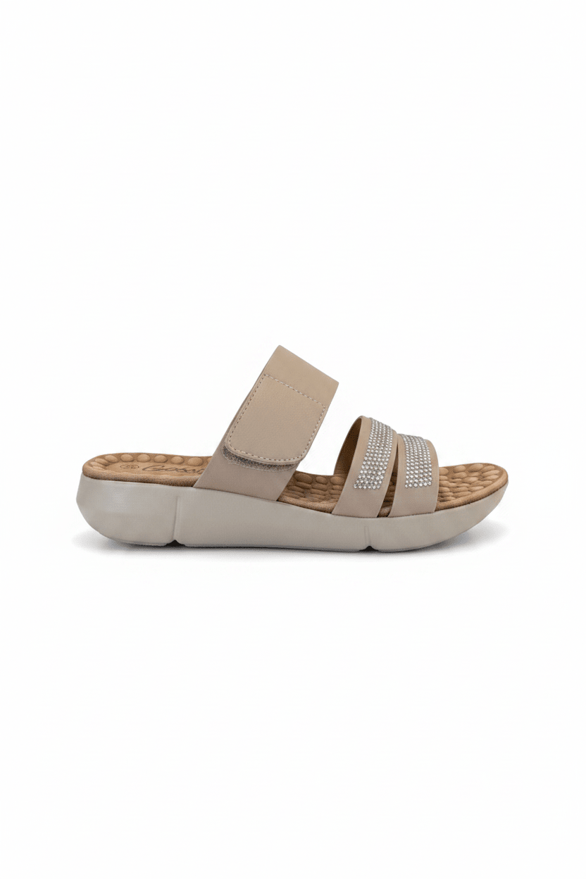 Sandalias Beige 15149 Brillos Correa Casual de mujer Costa Rica - ZOÉ BRAND 2026 beige brillos