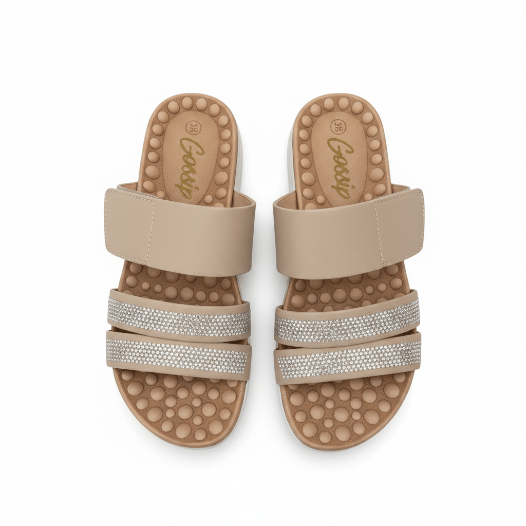 Sandalias Beige 15149 Brillos Correa Casual de mujer Costa Rica - ZOÉ BRAND 2026 beige brillos