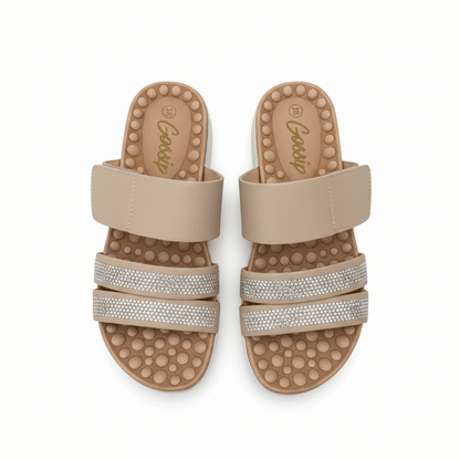 Sandalias Beige 15149 Brillos Correa Casual de mujer Costa Rica - ZOÉ BRAND 2026 beige brillos