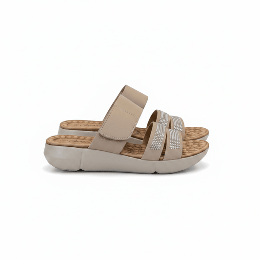 Sandalias Beige 15149 Brillos Correa Casual de mujer Costa Rica - ZOÉ BRAND 2026 beige brillos