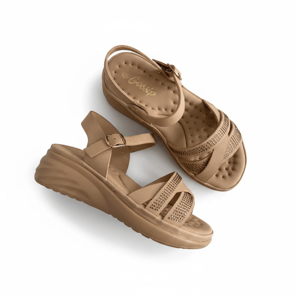 Sandalias Beige Brillos Cuña 14832 Hebilla Casual de mujer Zoé Brand Costa Rica - ZOÉ BRAND 2026 disponible-35 disponible-36