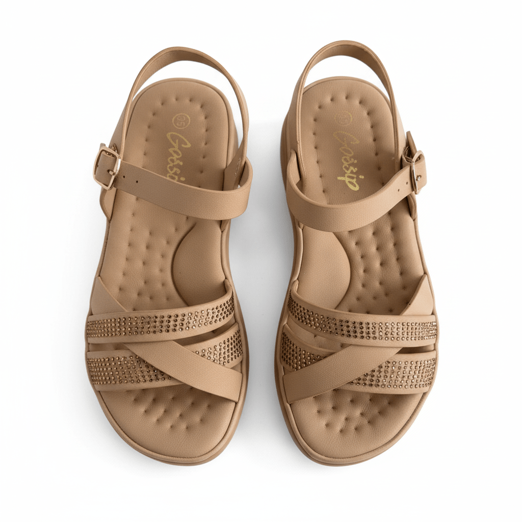 Sandalias Beige Brillos Cuña 14832 Hebilla Casual de mujer Zoé Brand Costa Rica - ZOÉ BRAND 2026 disponible-35 disponible-36