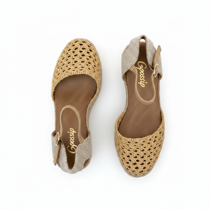 Sandalias Beige Cuña 15131 Hebilla Correa de mujer Costa Rica - ZOÉ BRAND 2026 beige clásico