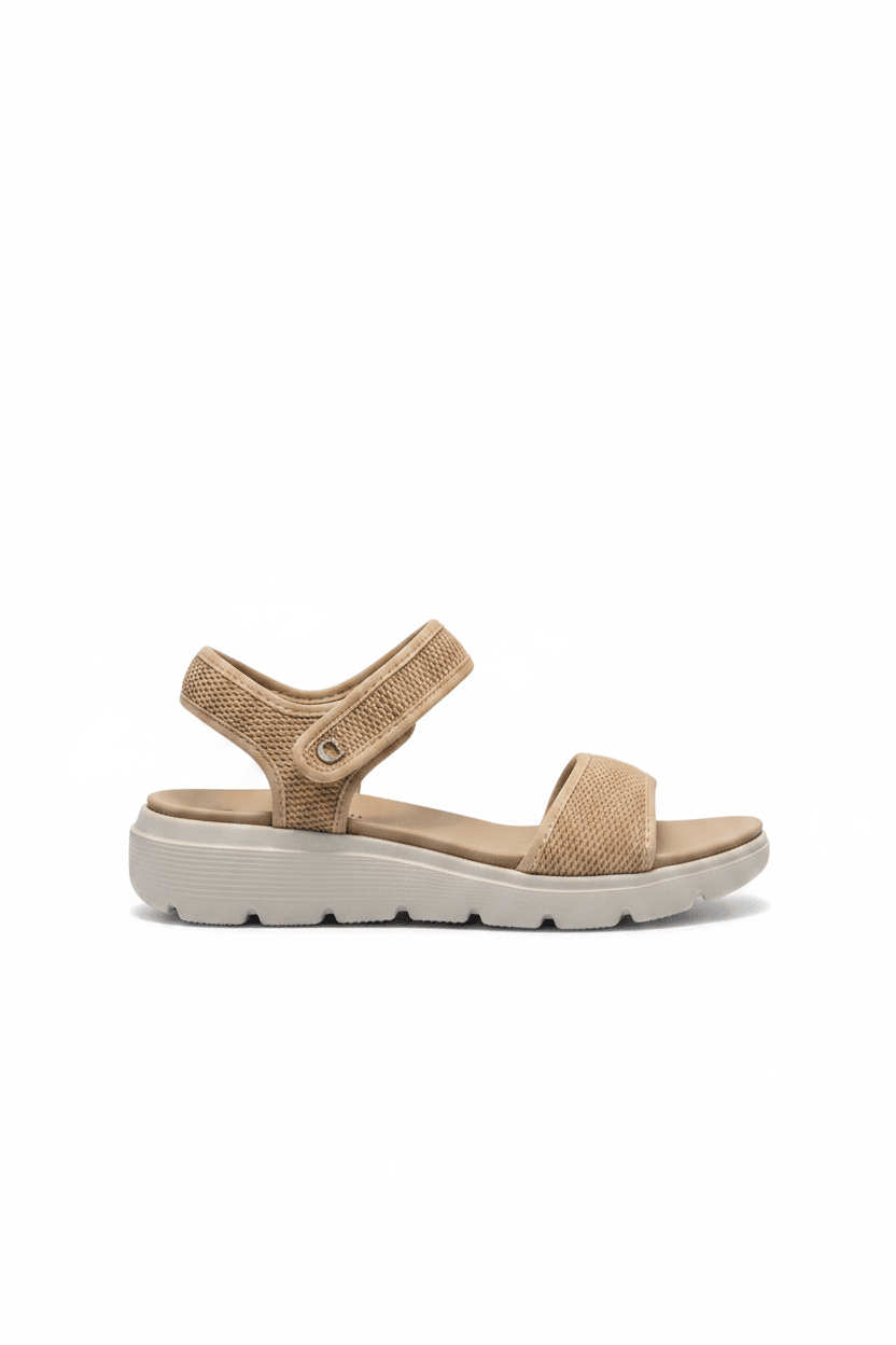 Sandalias Beige Plataforma 15114 Correa Casual de mujer Costa Rica - ZOÉ BRAND 2026 beige brillos