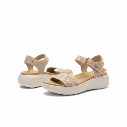 Sandalias Beige Plataforma 15116 Hebilla Correa Casual de mujer Costa Rica - ZOÉ BRAND 2026 beige brillos