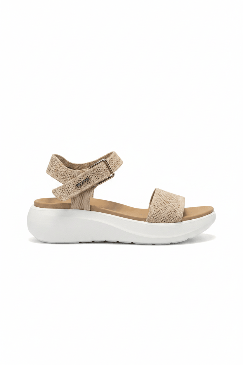 Sandalias Beige Plataforma 15116 Hebilla Correa Casual de mujer Costa Rica - ZOÉ BRAND 2026 beige brillos