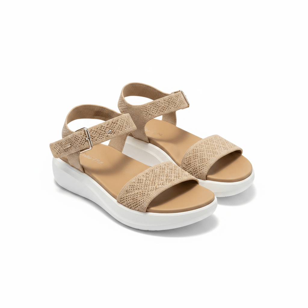Sandalias Beige Plataforma 15116 Hebilla Correa Casual de mujer Costa Rica - ZOÉ BRAND 2026 beige brillos