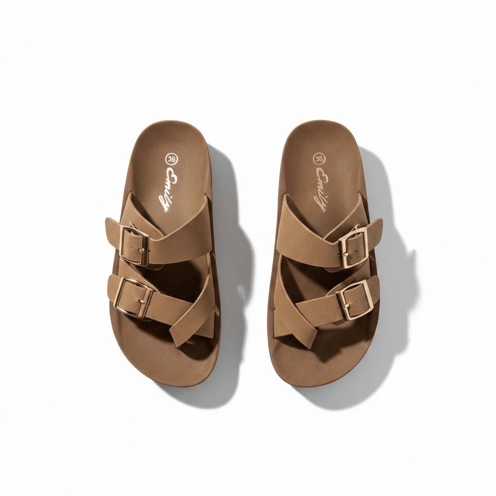 Sandalias Beige Plataforma Flat 14803 Doble Correa Hebillas Casual de mujer Zoé Brand Costa Rica - ZOÉ BRAND 2026 disponible-35 disponible-36